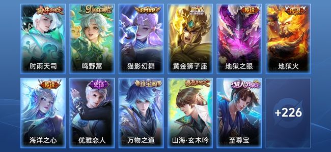 王者荣耀V6 8传说 61史诗 240皮肤 123英雄 荣耀王者