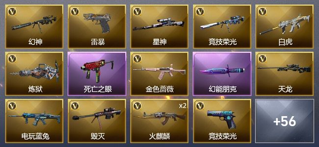 穿越火线（CF）4王者武器 3炫金武器 65V武器 5V角色 31皮肤 可排位 宗师