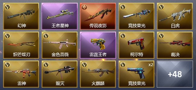 穿越火线（CF）2传说武器 8王者武器 3炫金武器 60V武器 5V角色 26皮肤 可排位 新锐