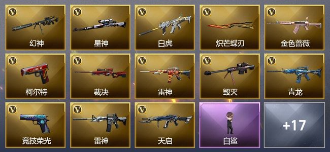 穿越火线（CF）1王者武器 1炫金武器 39V武器 3V角色 9皮肤 可排位 传奇