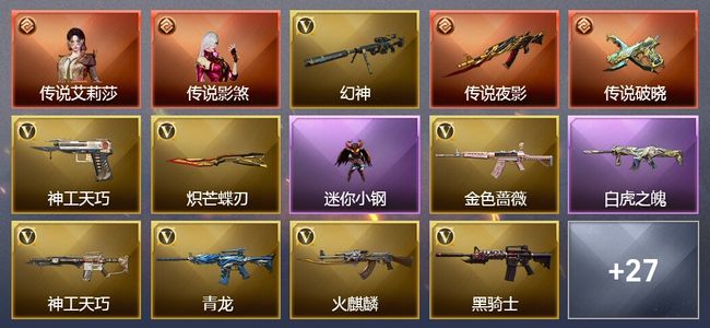 穿越火线（CF）1传说角色 1传说武器 1王者武器 1炫金武器 1V武器 1V角色 1皮肤 可排位 传奇