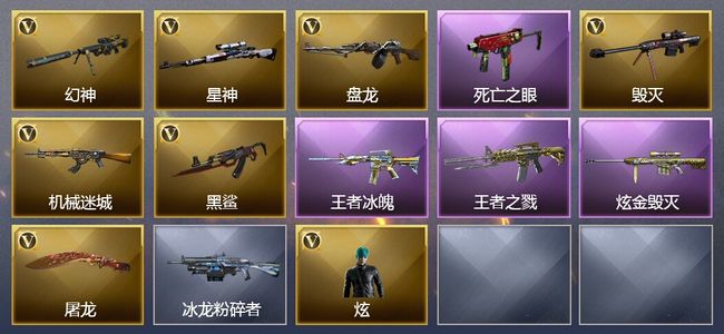 穿越火线（CF）1传说角色 1传说武器 1王者武器 1炫金武器 1V武器 1V角色 1皮肤 可排位