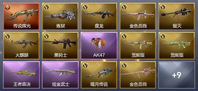 穿越火线（CF）1传说武器 1王者武器 1炫金武器 15V武器 4皮肤 可排位 新锐