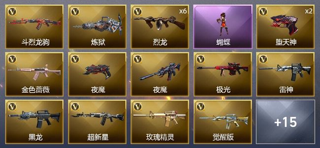 穿越火线（CF）1王者武器 1炫金武器 48V武器 1V角色 2皮肤 可排位 枪王