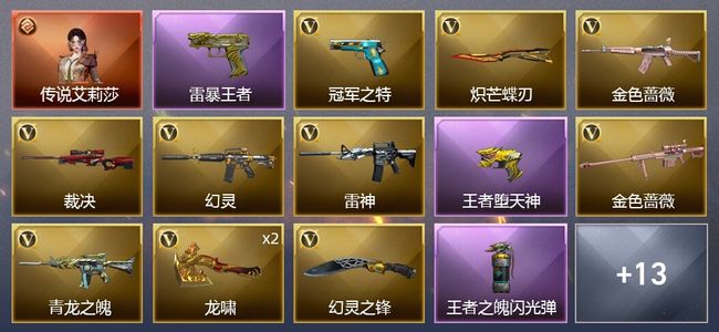 穿越火线（CF）1传说角色 4王者武器 28V武器 1V角色 4皮肤 可排位 传奇