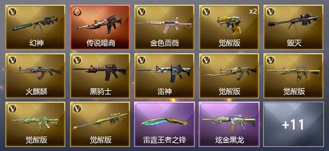 穿越火线（CF）1传说武器 3王者武器 1炫金武器 22V武器 9皮肤 可排位 新锐