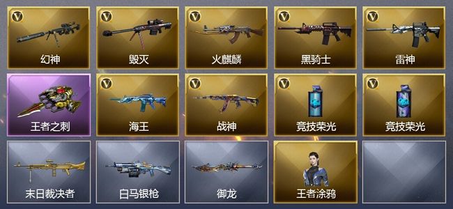 穿越火线（CF）1王者武器 9V武器 6皮肤 不可排位 新锐