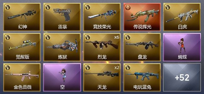 穿越火线（CF）1传说武器 1王者武器 3炫金武器 79V武器 3V角色 28皮肤 可排位 新锐
