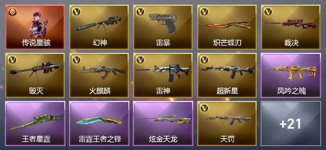 穿越火线（CF）1传说角色 4王者武器 1炫金武器 49V武器 2V角色 8皮肤 可排位 传奇