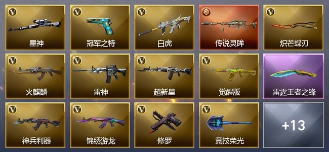 穿越火线（CF）1传说武器 2王者武器 22V武器 1V角色 5皮肤 可排位 传奇