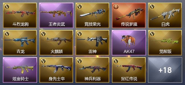 穿越火线（CF）2传说武器 1王者武器 1炫金武器 27V武器 7皮肤 可排位