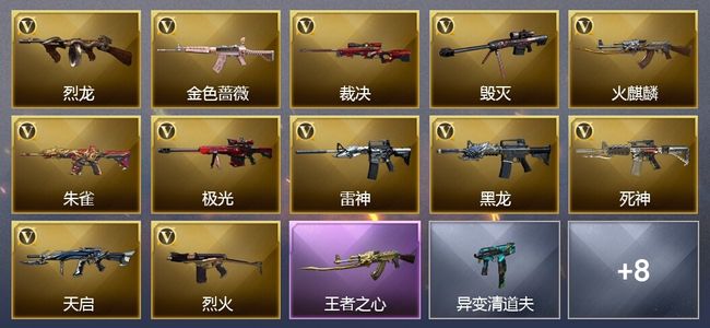 穿越火线（CF）1王者武器 1炫金武器 20V武器 5皮肤 可排位 新锐