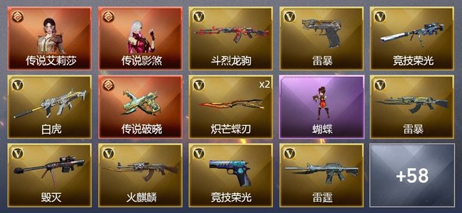 穿越火线（CF）2传说角色 1传说武器 1王者武器 138V武器 8V角色 12皮肤 可排位 枪王