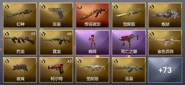 穿越火线（CF）1传说武器 5王者武器 4炫金武器 123V武器 3V角色 30皮肤 可排位 枪王