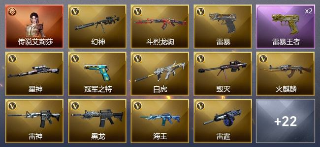 穿越火线（CF）1传说角色 0传说武器 3王者武器 0炫金武器 53V武器 2V角色 11皮肤 新锐