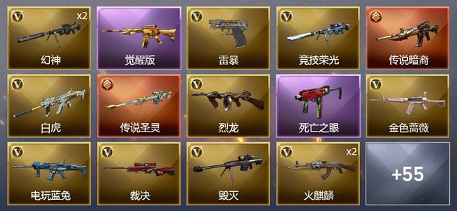 穿越火线（CF）0传说角色 2传说武器 2王者武器 1炫金武器 91V武器 3V角色 17皮肤 新锐