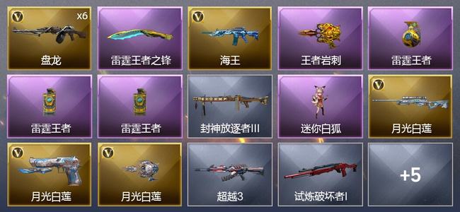 穿越火线（CF）0传说角色 1传说武器 5王者武器 0炫金武器 10V武器 1V角色 0皮肤 专家