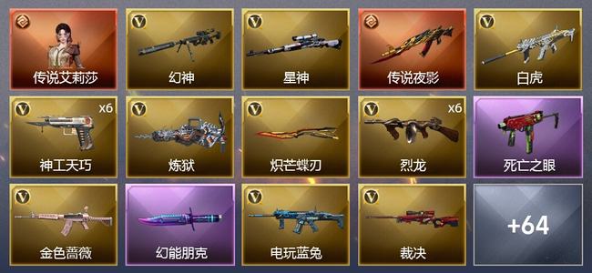 穿越火线（CF）1传说角色 2传说武器 0王者武器 1炫金武器 72V武器 5V角色 40皮肤 无