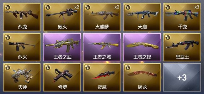 穿越火线（CF）0传说角色 0传说武器 3王者武器 0炫金武器 18V武器 0V角色 0皮肤 新锐