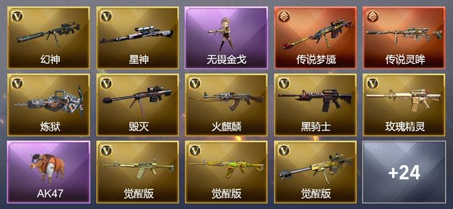 穿越火线（CF）2传说武器 9王者武器 1炫金武器 28V武器 16V角色 21皮肤 可排位