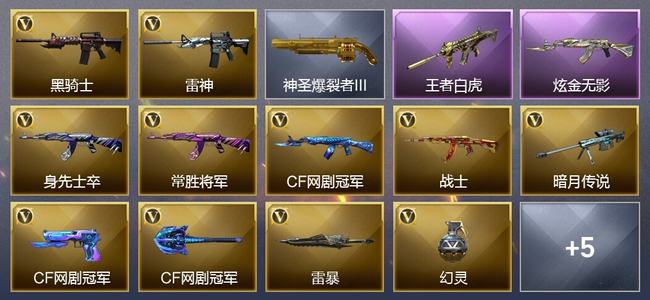 穿越火线（CF）1王者武器 1炫金武器 18V武器 5皮肤 可排位 新锐