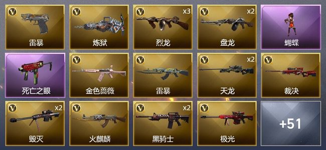 穿越火线（CF）4炫金武器 81V武器 3V角色 17皮肤 可排位 大师