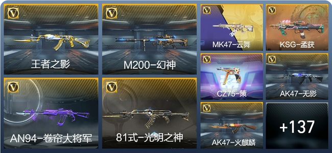 穿越火线：枪战王者V3 7王者武器 163英雄武器 2英雄角色 223万化 大师SS