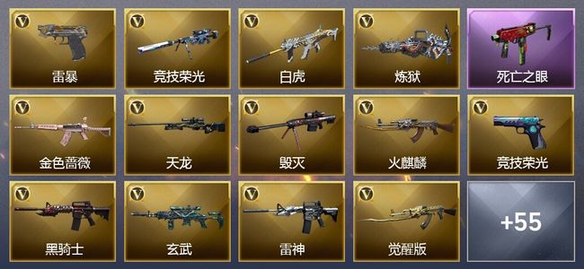 穿越火线（CF）1王者武器 2炫金武器 54V武器 2V角色 14皮肤 可排位 新锐