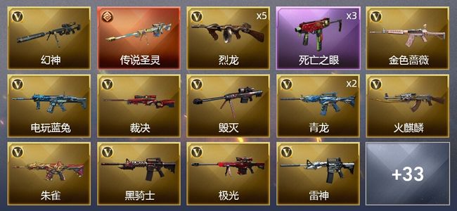 穿越火线（CF）1传说武器 3炫金武器 43V武器 2V角色 11皮肤 可排位 传奇