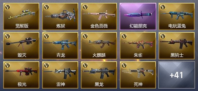 穿越火线（CF）1炫金武器 58V武器 3V角色 15皮肤 可排位 新锐