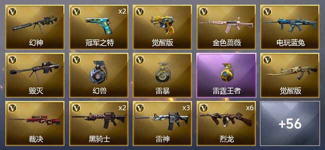 穿越火线（CF）3王者武器 71V武器 2V角色 36皮肤 可排位 枪王