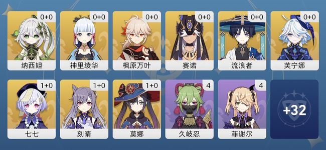 原神13黄 12角色黄 1武器黄 9五星角色 1五星武器 男主 56级