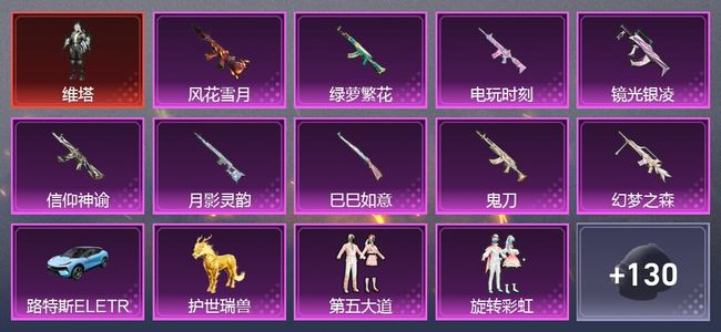 和平精英2载具 13升级枪 8粉装 249枪皮 172套装 铂金