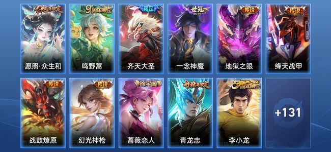 王者荣耀V6 9传说 32史诗 142皮肤 110英雄 尊贵铂金II