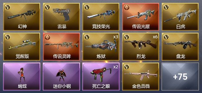 穿越火线（CF）2传说武器 4王者武器 3炫金武器 92V武器 6V角色 26皮肤 可排位