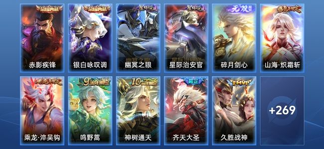 王者荣耀V7 2典藏 1无双 2星传说 12传说 58史诗 277皮肤 最强王者