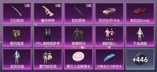 和平精英2载具 3升级枪 7粉装 1飞行器 249枪皮 219套装 75817热力 11印记 皇冠