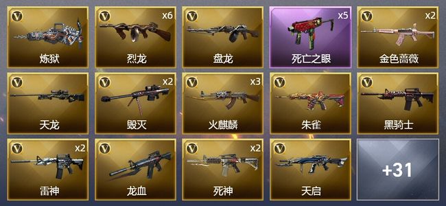 穿越火线（CF）4王者武器 2炫金武器 55V武器 3V角色 17皮肤 可排位 新锐