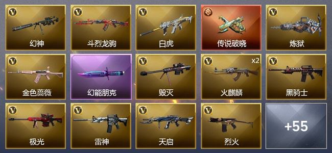 穿越火线（CF）1传说武器 1王者武器 50V武器 6V角色 38皮肤 可排位 枪王