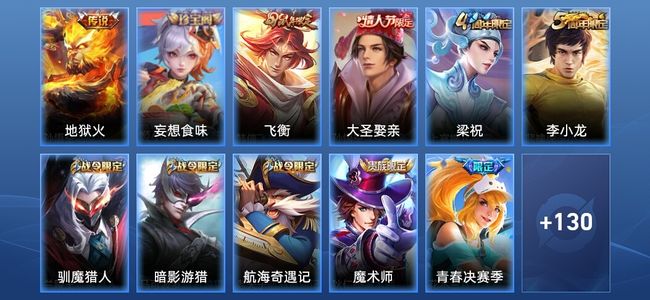 王者荣耀1传说 23史诗 141皮肤 至尊星耀I