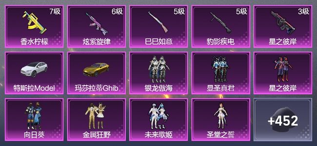 和平精英2载具 5升级枪 9粉装 4尾迹 276枪皮 207套装 87821热力 19印记 王牌