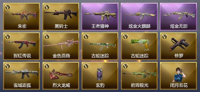 穿越火线（CF）1王者武器 2炫金武器 11V武器 11皮肤 可排位 枪王