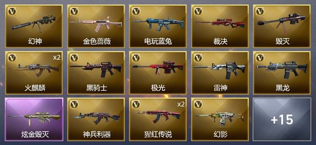 穿越火线（CF）2王者武器 1炫金武器 24V武器 14皮肤 可排位