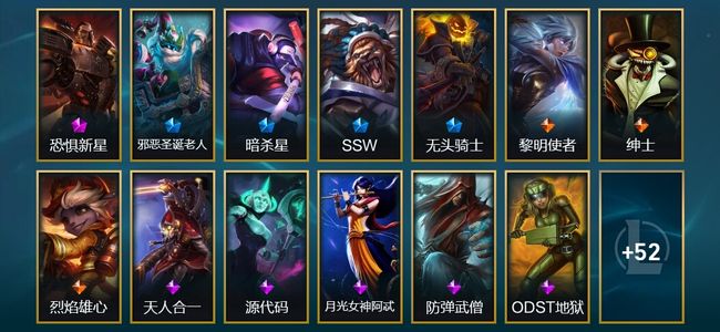 英雄联盟（LOL）1臻彩 4限定 3传说 66皮肤 5炫彩 172英雄