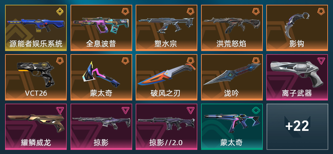 无畏契约8橙皮 1金皮 4紫皮 36皮肤 20670皮肤总价值 460已用源晶 白银
