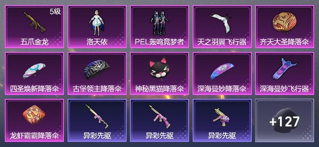 和平精英1升级枪 2粉装 2飞行器 86枪皮 61套装 26206热力 黄金