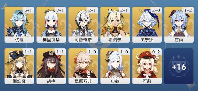 原神86黄 68角色黄 18武器黄 27五星角色 16五星武器 女主 60级