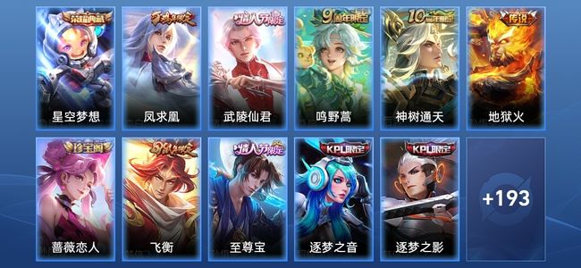 王者荣耀1典藏 5传说 47史诗 205皮肤 荣耀黄金I