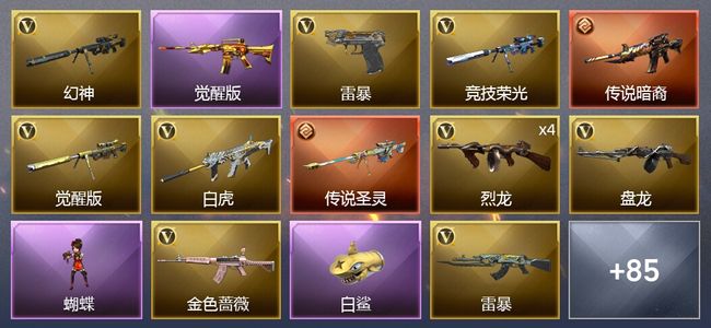 穿越火线（CF）2传说武器 6王者武器 3炫金武器 90V武器 3V角色 20皮肤 可排位 专家
