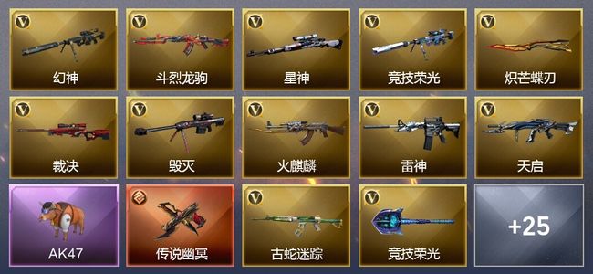 穿越火线（CF）1传说武器 31V武器 2V角色 28皮肤 可排位 传奇
